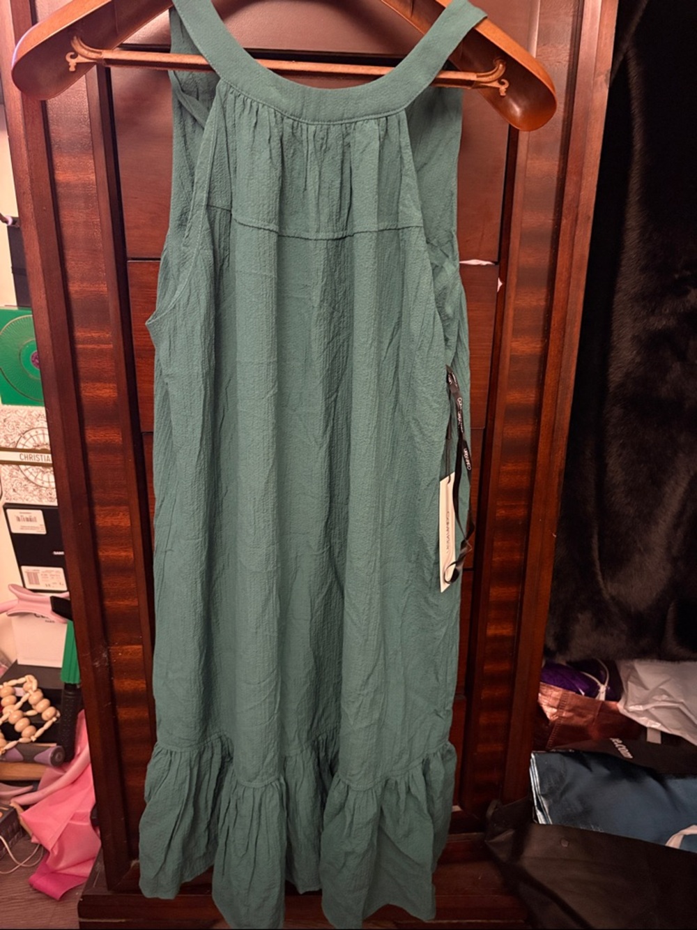 Calvin Klein Teal Maxi Dress-Skirt with Ruffle Hem